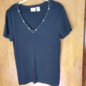 Black Squin and Bead Top
